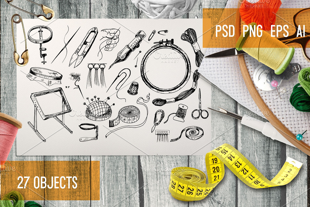 Needlework tools and accessories., an Illustration by Alena Kaz (Photo 2 of 7)