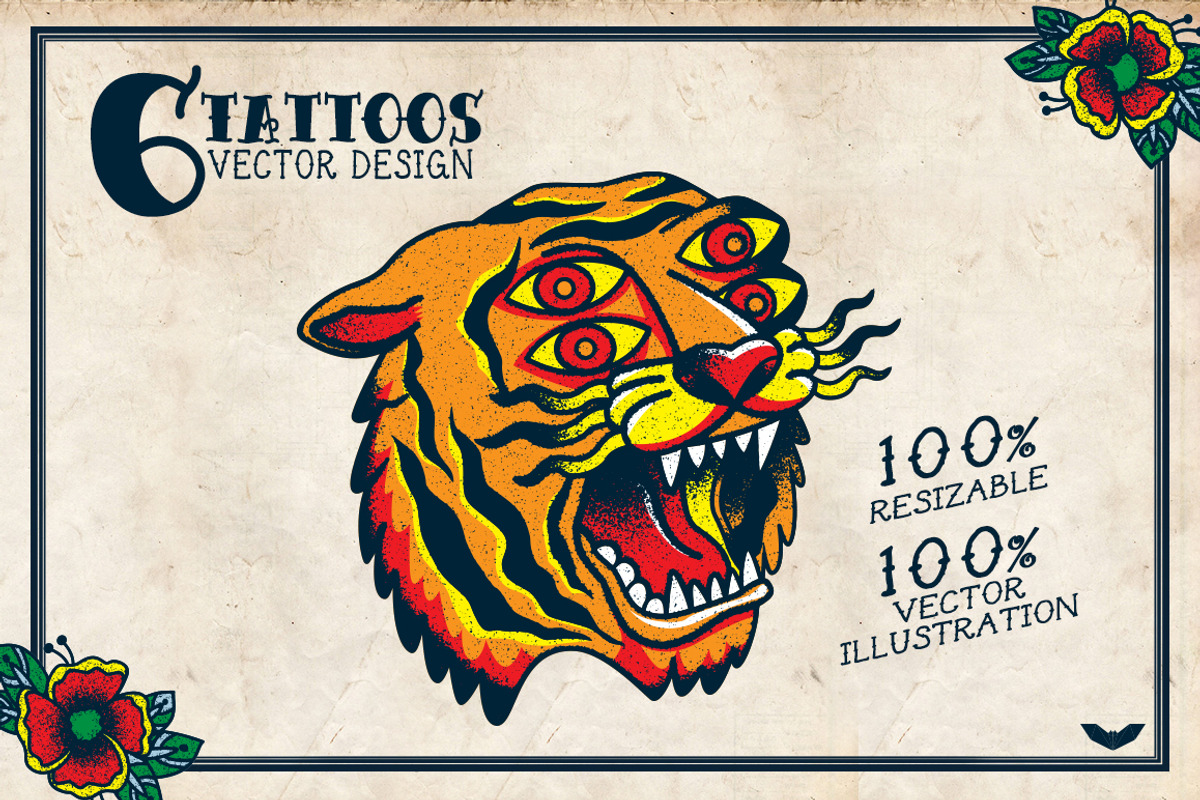 6 Vector Tattoos Design, an Illustration by PaperBat (Photo 1 of 5)