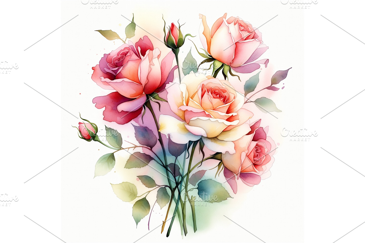 Whimsical Roses Valentine clipart, a Seasonal Illustration by Creative design (Photo 4 of 7)