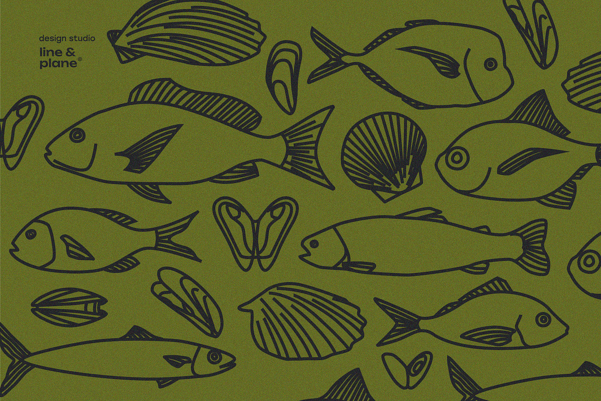 Fish & Mussels - Line Illustrations, an Animal Illustration by line & plane (Photo 2 of 9)