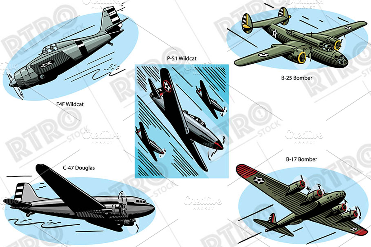 RTRO WWII Vehicles 1, a Transportation Illustration by RTRO Stock (Photo 2 of 5)