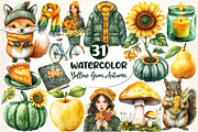 Yellow & Green Autumn Clipart, an Illustration by Dream Creation (Thumbnail 1 of 6)