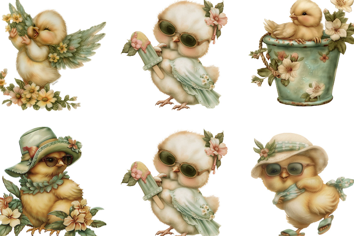 Summer Funny Chick Clipart, an Illustration by Designking (Photo 4 of 5)