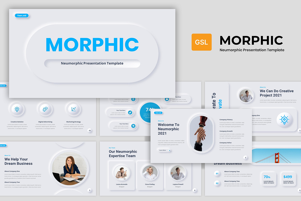 Neumorphic Presentation Google Slide, a Presentation Template by BumbleGraph Studio (Photo 1 of 5)