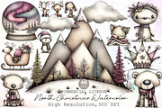 North Christmas Watercolor Clipart, an Illustration by Sublimation Artist (Thumbnail 1 of 6)