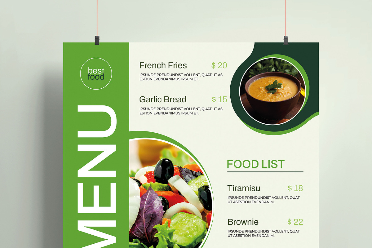 Food Menu Flyer Template, a Flyer Template by MightyDesign (Photo 2 of 6)