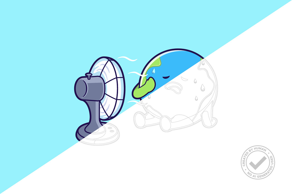 Cute Earth Cartoon Global Warming, an Education Illustration by tkzgraphic (Photo 2 of 3)