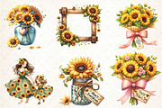 Sunflower Mother's Day Clipart, an Illustration by DreamCafeArt (Thumbnail 2 of 3)