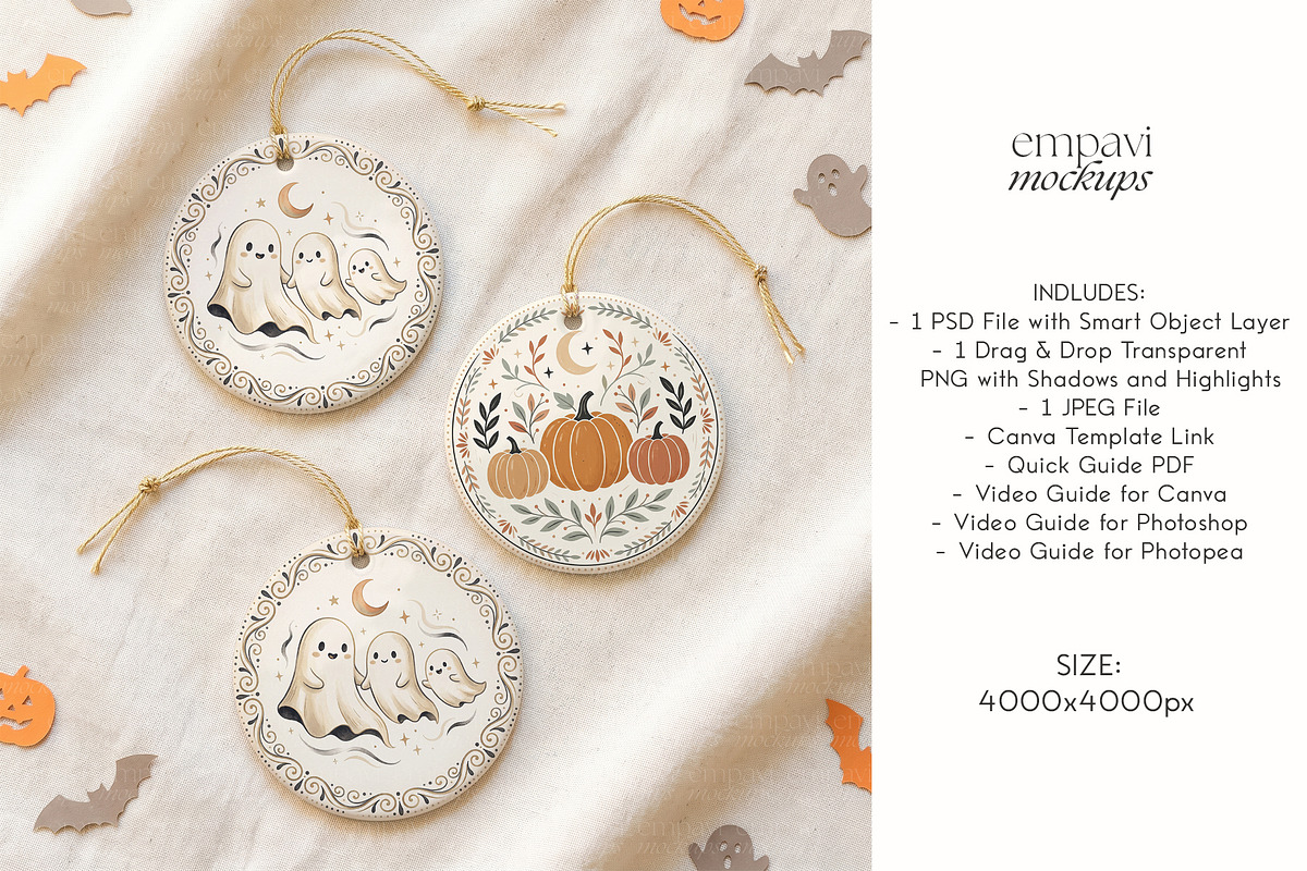 Halloween Ornament Mockup Set of 3, a Household Mockup by EmpaviMockups (Photo 5 of 5)