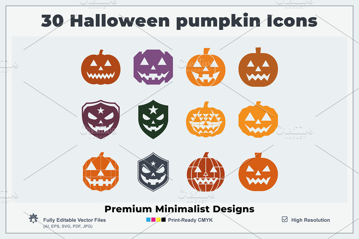 Minimal Halloween Pumpkin Icons, a Solid Icon by Vectorium Studio (Photo 1 of 2)