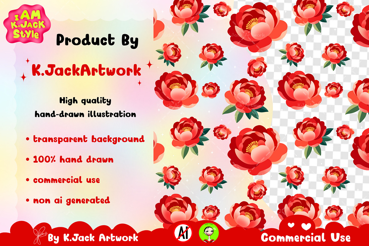 Lunar New Year Floral Pattern, a Background Graphic by K.JackArtwork (Photo 3 of 8)