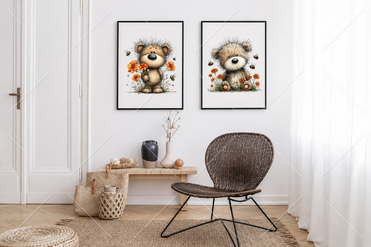 Whimsical Honey Bear Clipart Bundle, a Seasonal Illustration by Canvas Craft (Photo 7 of 10)