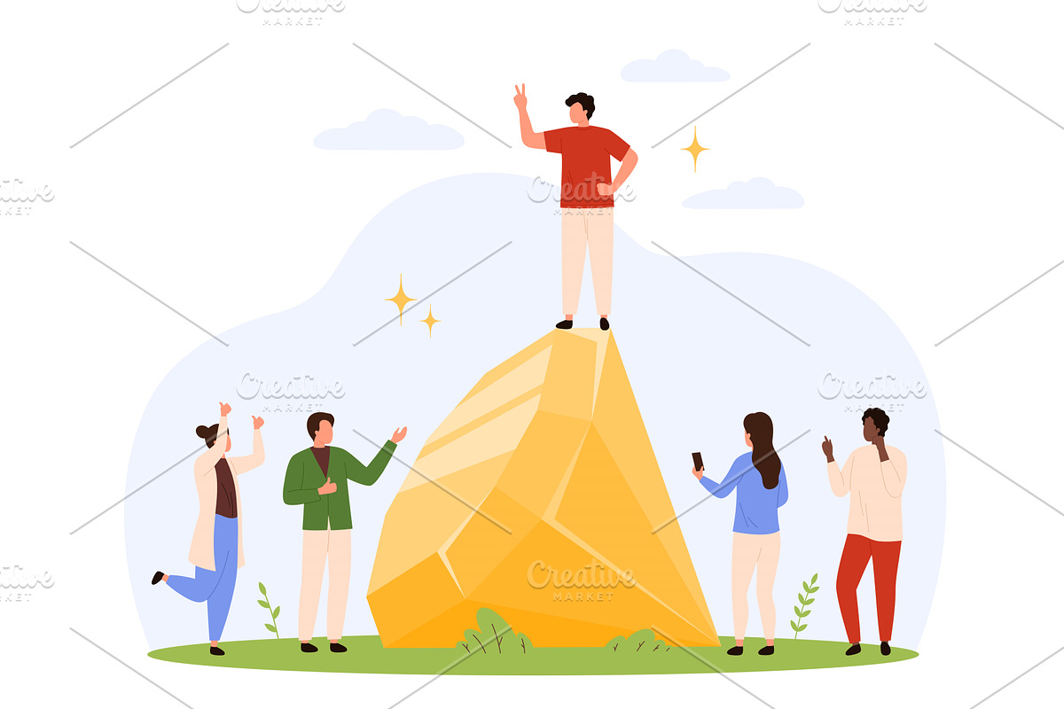 Team Celebrating Success Giant, a Person Illustration by Flashvector