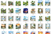 Watercolor Cozy Summer Scenes Set, an Illustration by GiraffeCreative (Thumbnail 8 of 9)