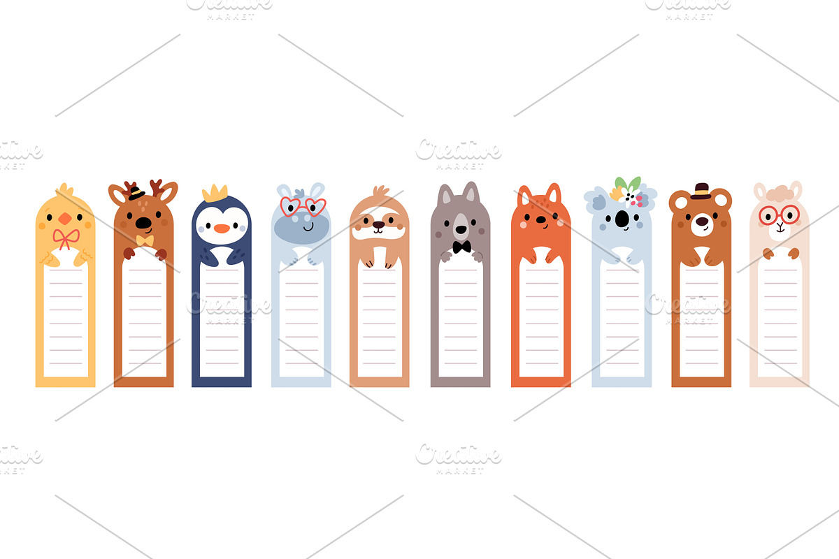 Animal bookmarks templates. Cute, an Animal Illustration by YummyBuum