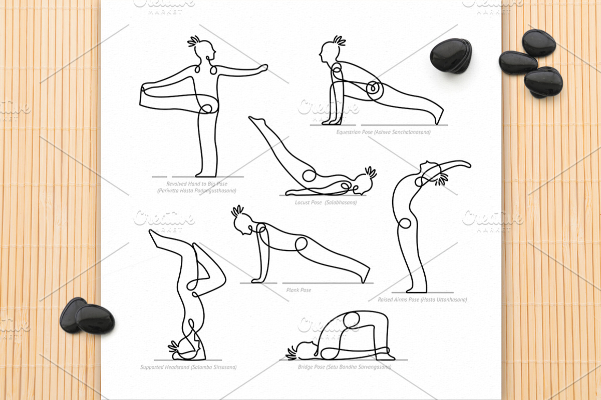 Yoga Poses Linear Hand Drawn Set, a Healthcare Illustration by tetiana.svirska (Photo 5 of 10)