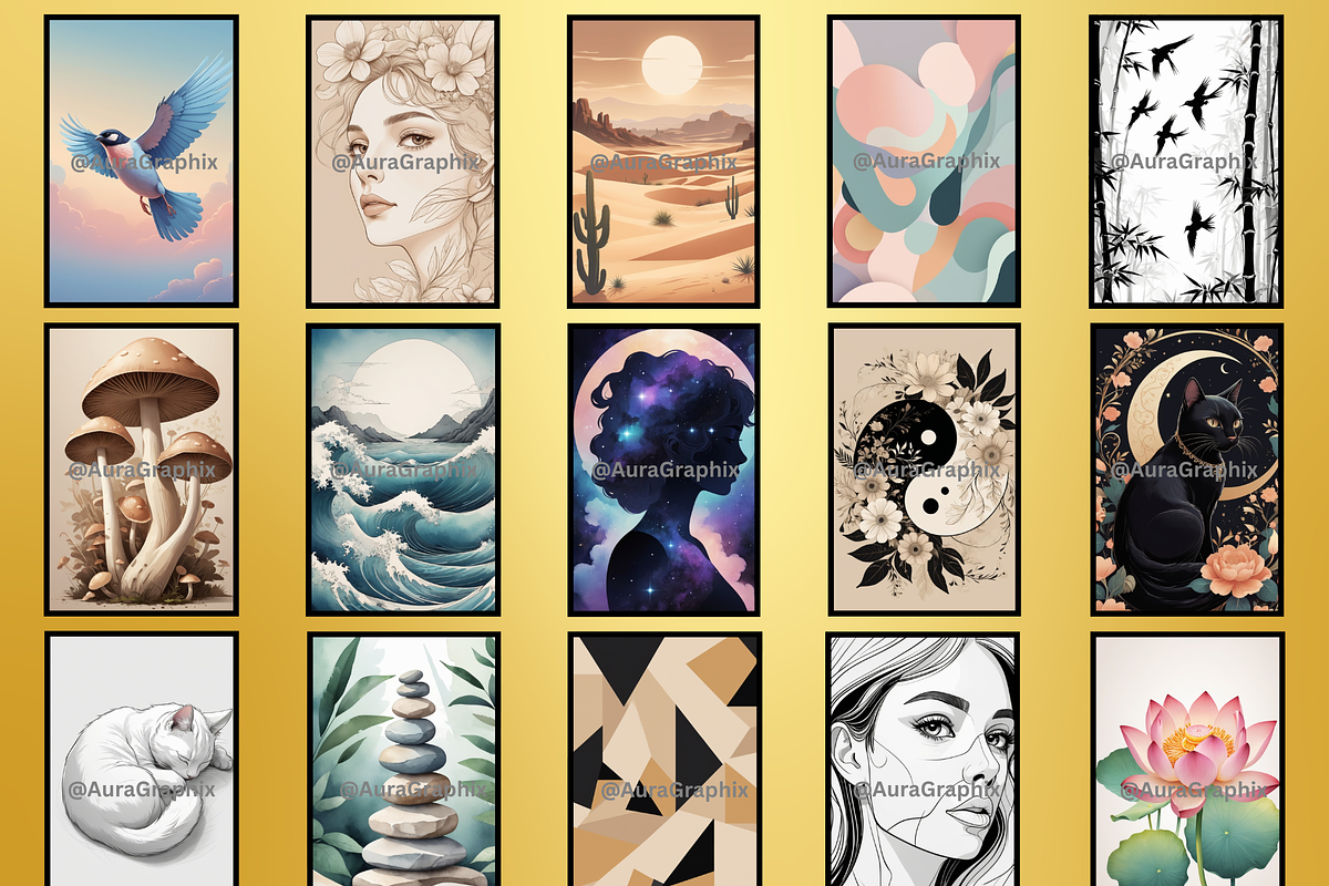 30 Aesthetic Wall Art Prints., a Graphic by AuraStudio