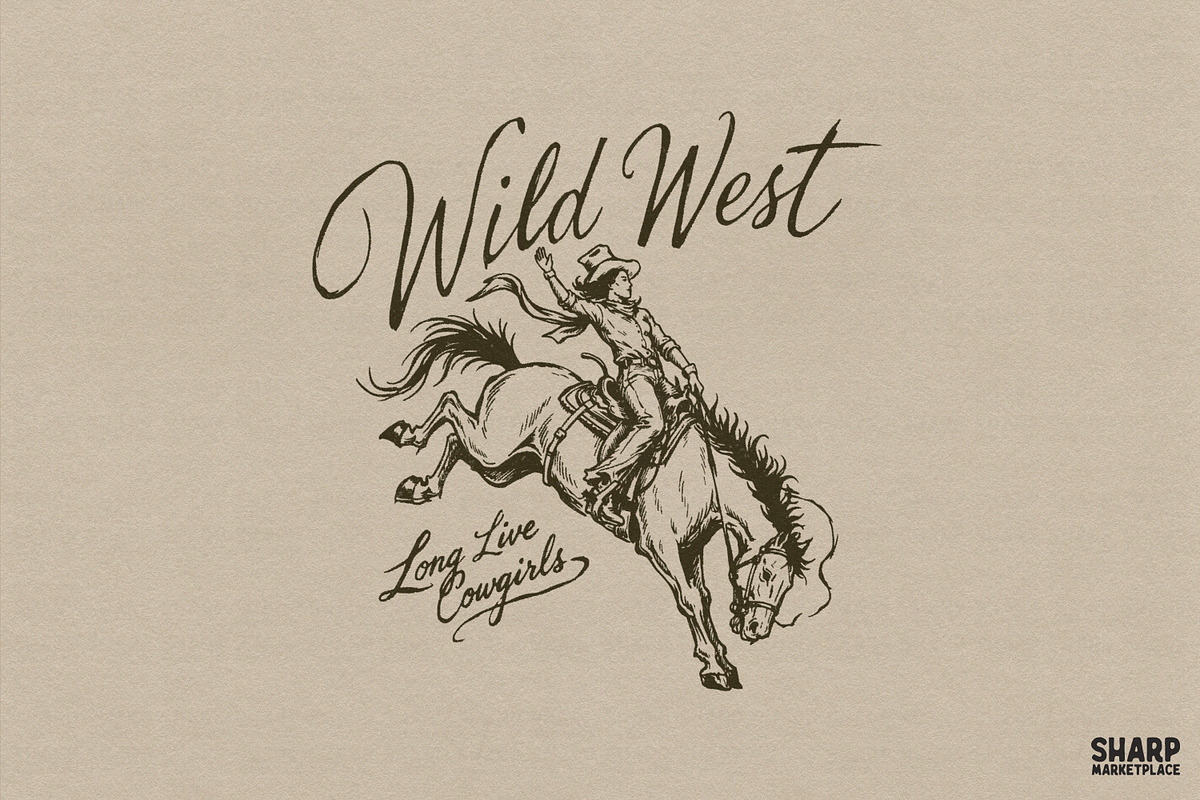 Wild West Long Live Cowgirls Bronc, an Object Graphic by SharpMarketplace (Photo 1 of 5)