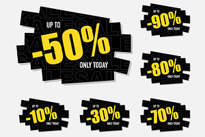 Sale discount paper stickers set, a Templates & Theme by LongQuattroArt