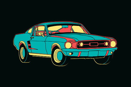 Colourful Mustang Car Vector