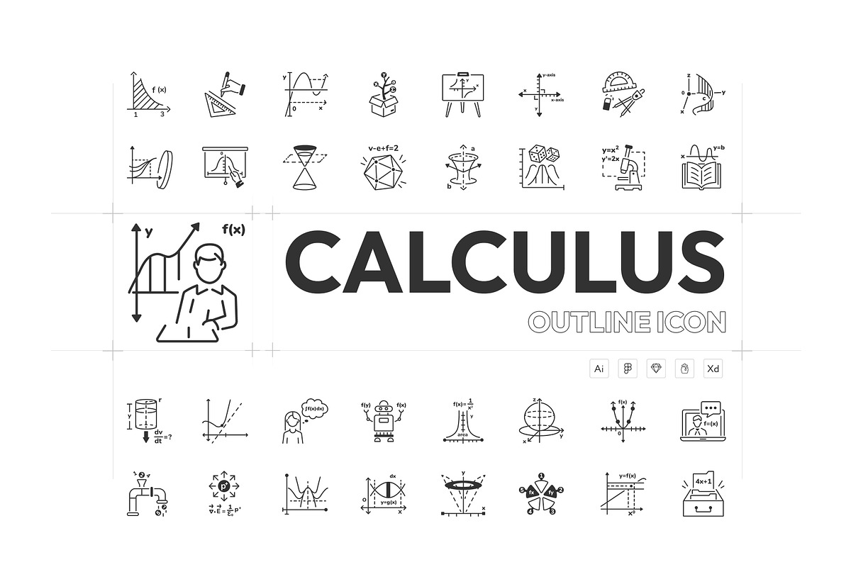 Linear Calculus Icons, an Outline Icon by Prosymbols (Photo 1 of 5)