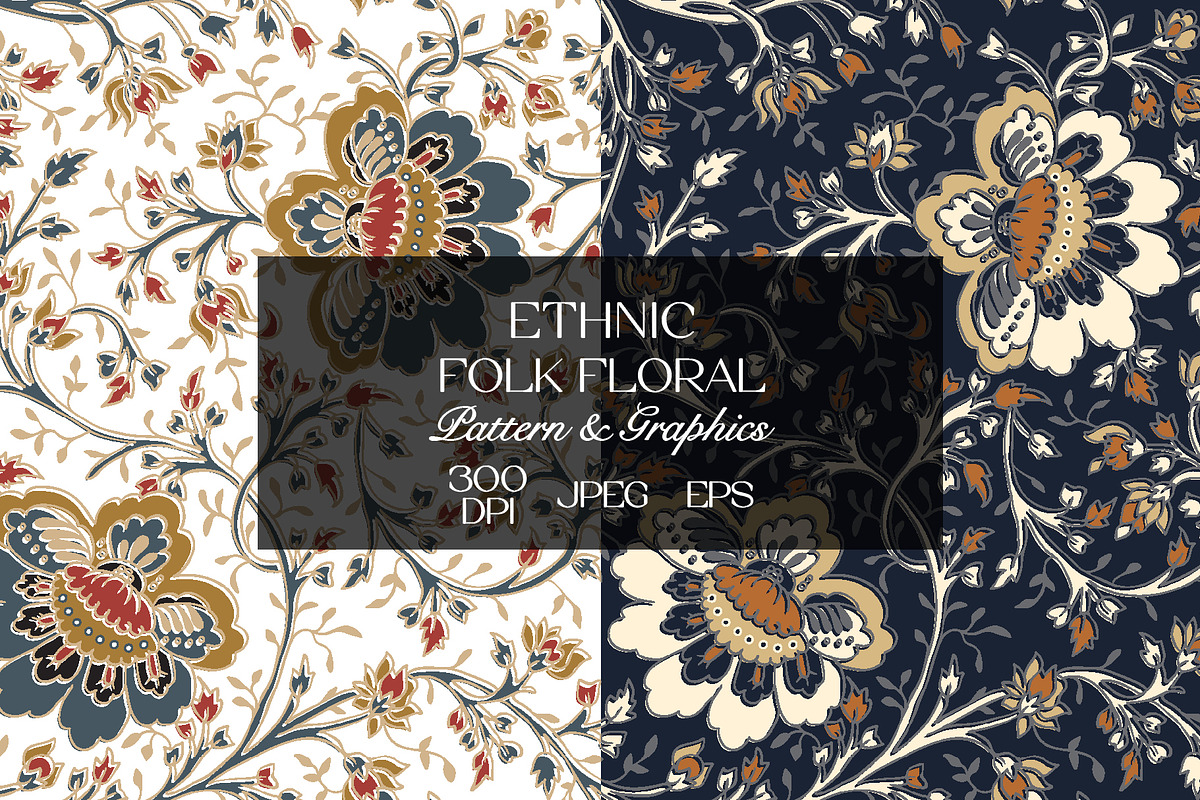 Ethnic Floral Seamless Pattern, a Pattern Graphic by StudioGlouna (Photo 1 of 10)