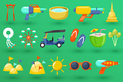 Big Set of Songkran Festival Element, an Object Graphic by Daraon (Thumbnail 4 of 6)
