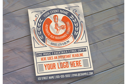 Vintage Beer Party Poster Layout, a Poster Template by OneVectorStock