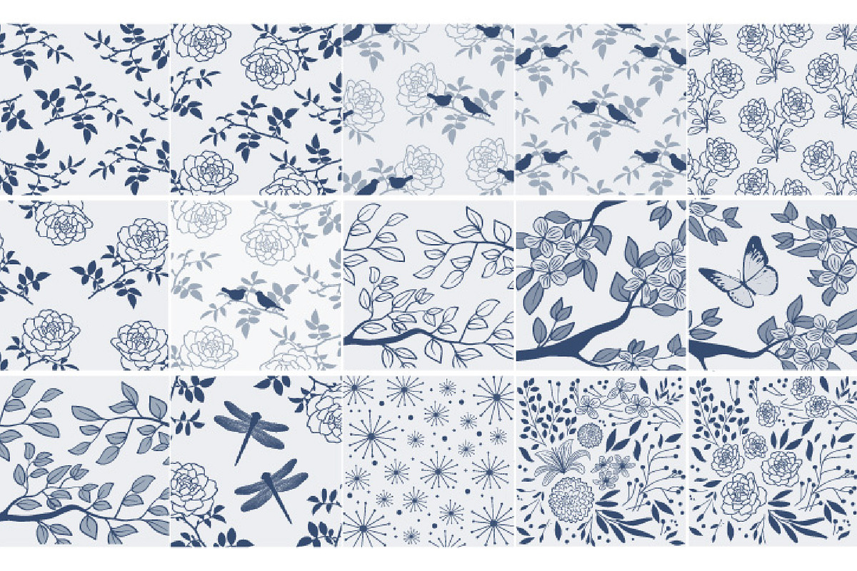 15 Boho botanical patterns, floral, a Pattern Graphic by Bloom21Art (Photo 2 of 3)