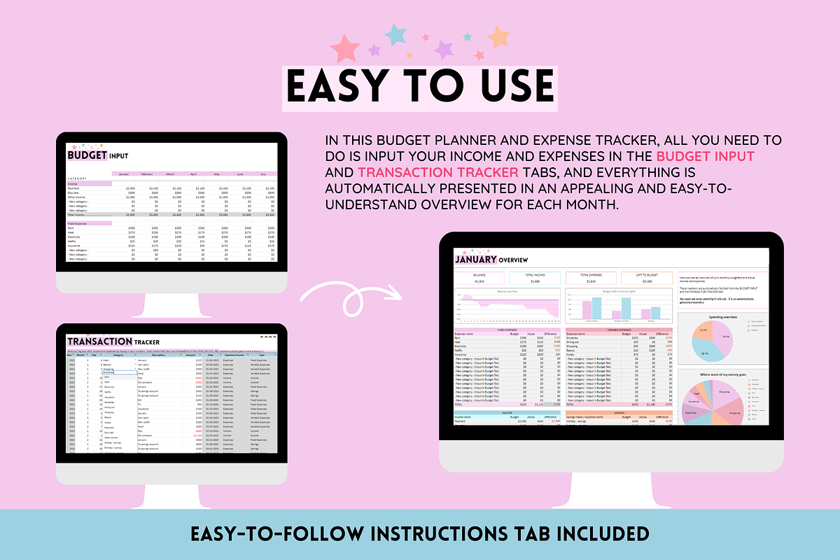 Budget Spreadsheet + Expense Tracker, a Templates & Theme by SunshineStudioBoutique (Photo 3 of 9)