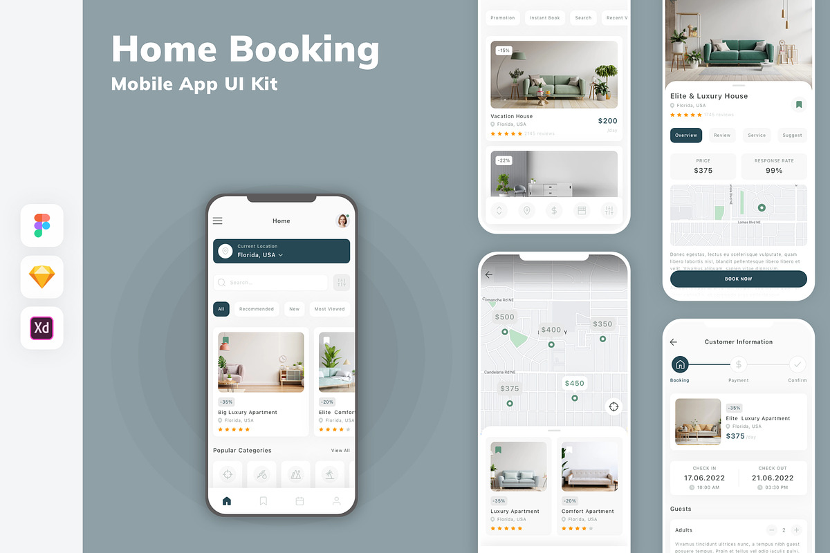 Home Booking Mobile App UI Kit, an UI Kit Template by uicube