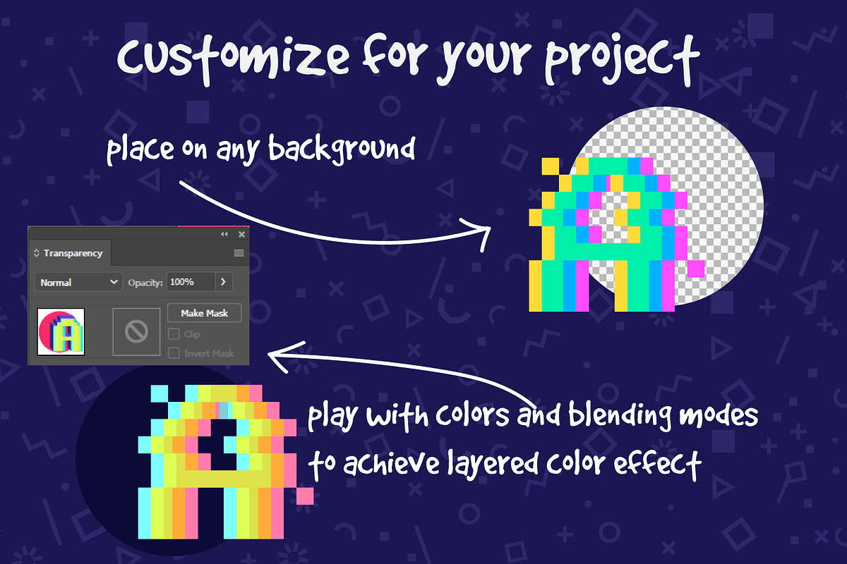 PIXEL GLITCH vector alphabet preview 5