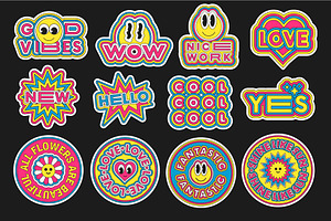 COOL POP ART VECTOR STICKERS SET