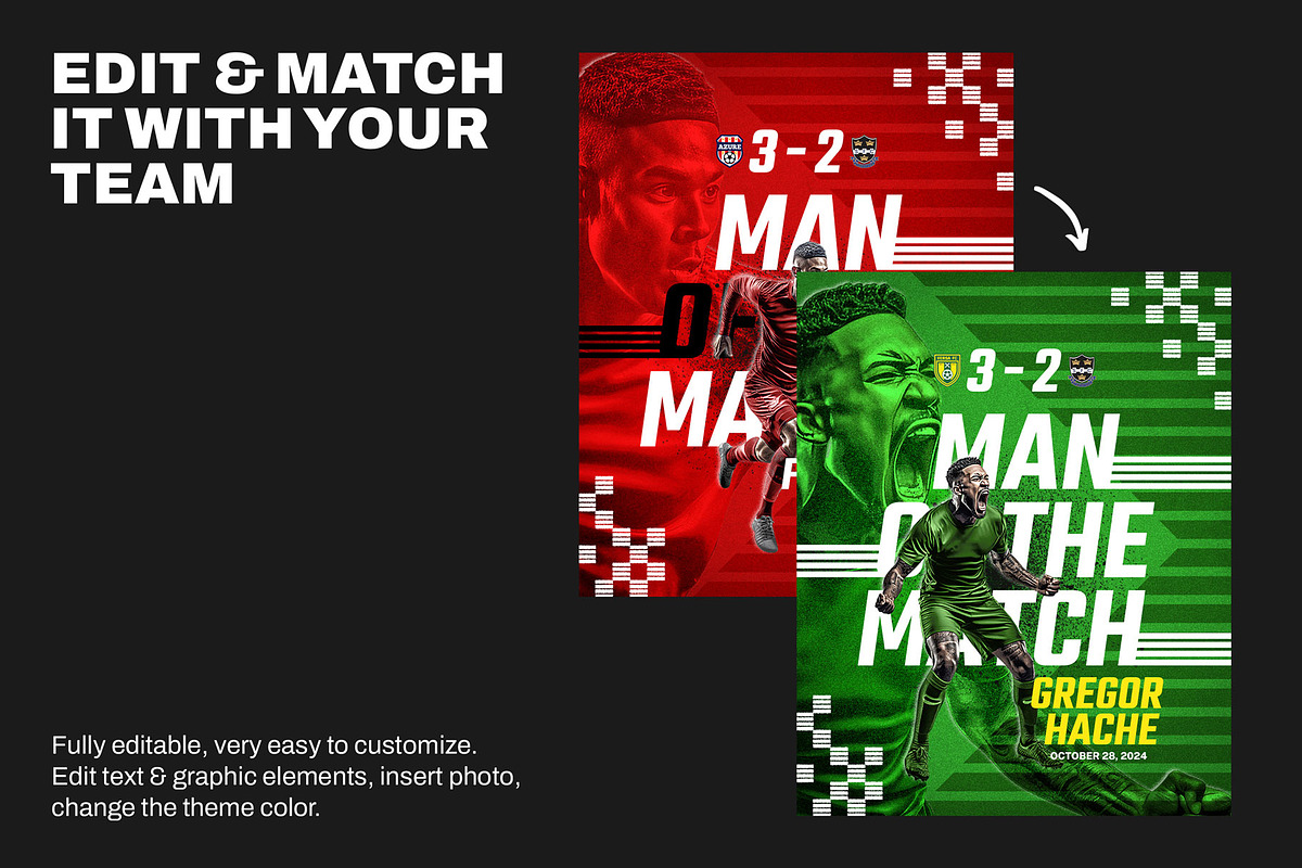 Football Club Instagram Templates, a Social Media Template by Bornx Design (Photo 3 of 7)