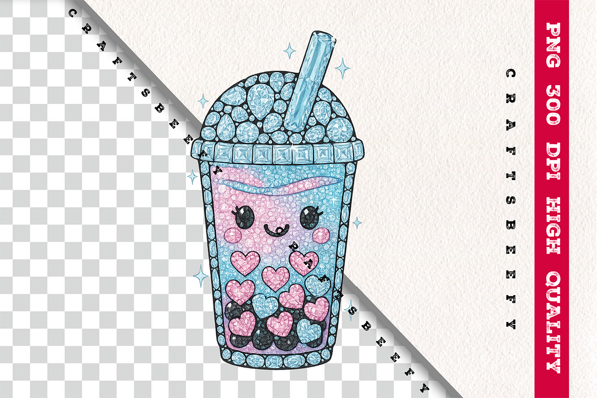 Faux Rhinestone Kawaii Boba PNG, a Food Illustration by Craftsbeefy (Photo 2 of 6)
