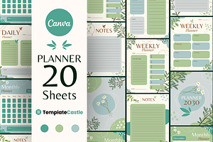 20 Planner Canva Template Set