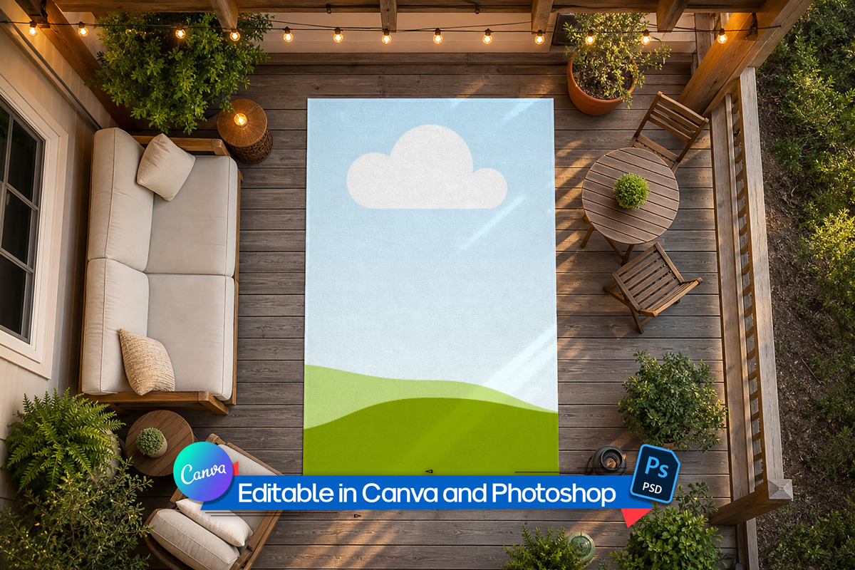 Zen terrace rug mockup, an Advertising Mockup by Rami's Mockups (Photo 2 of 3)