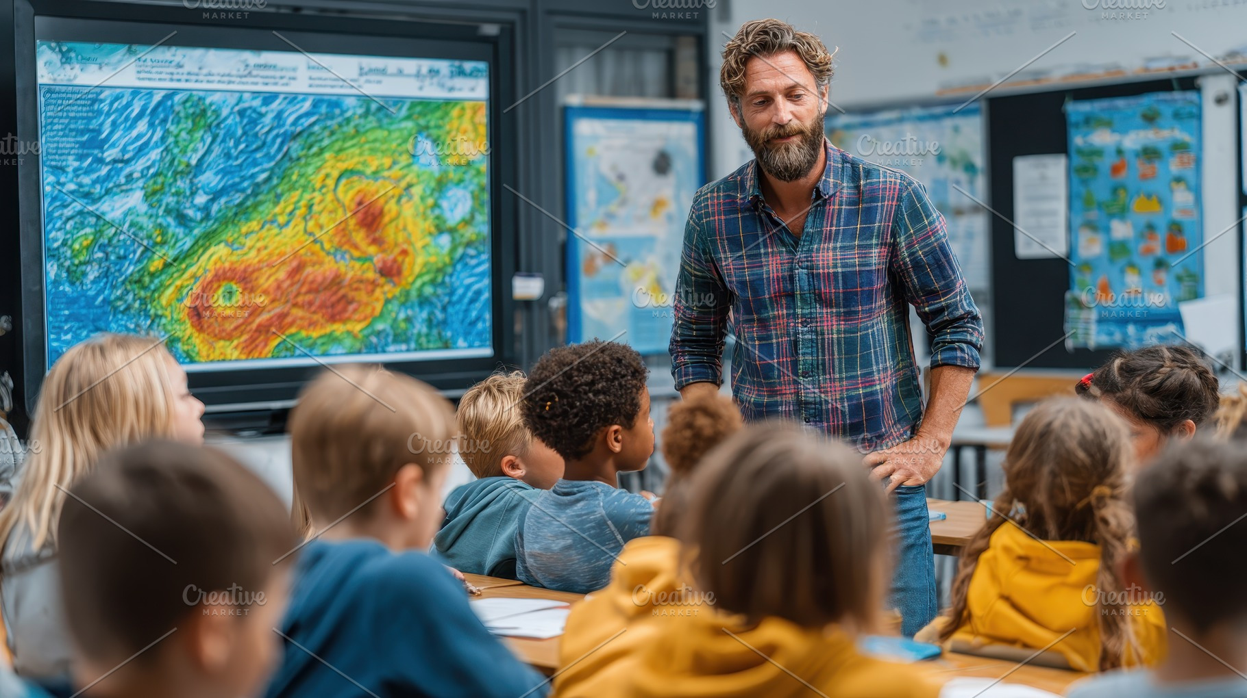 Teacher leading a lesson on weather, a Photo by Pixeness Studio