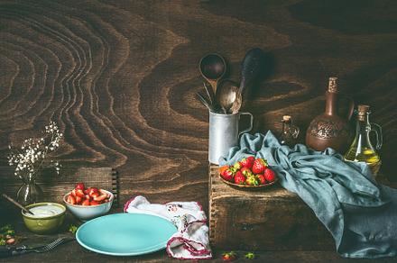 Rustic still life with strawberries, a Food & Drink Photo by VICUSCHKA
