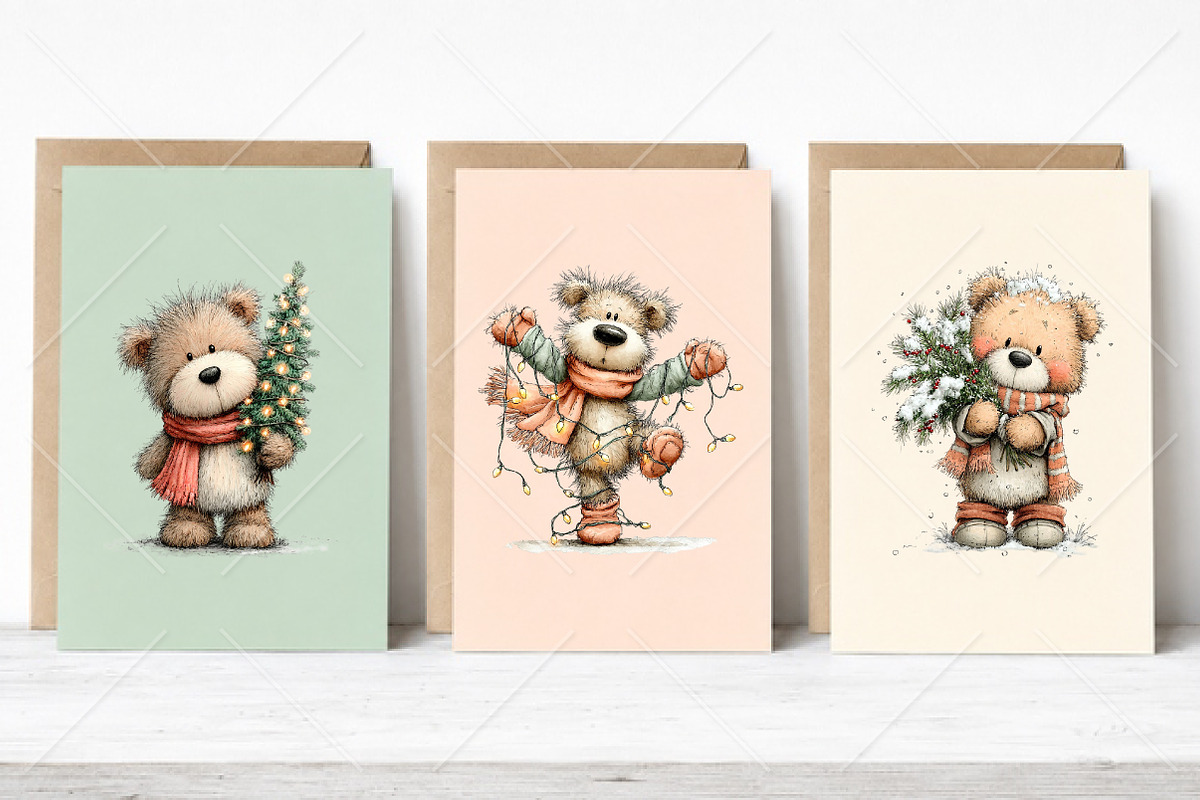Whimsical Christmas Bear Clipart PNG, a Seasonal Illustration by Canvas Craft (Photo 4 of 10)