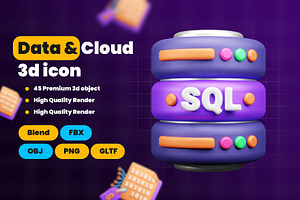 Data And Cloud Server 3d Illustratio