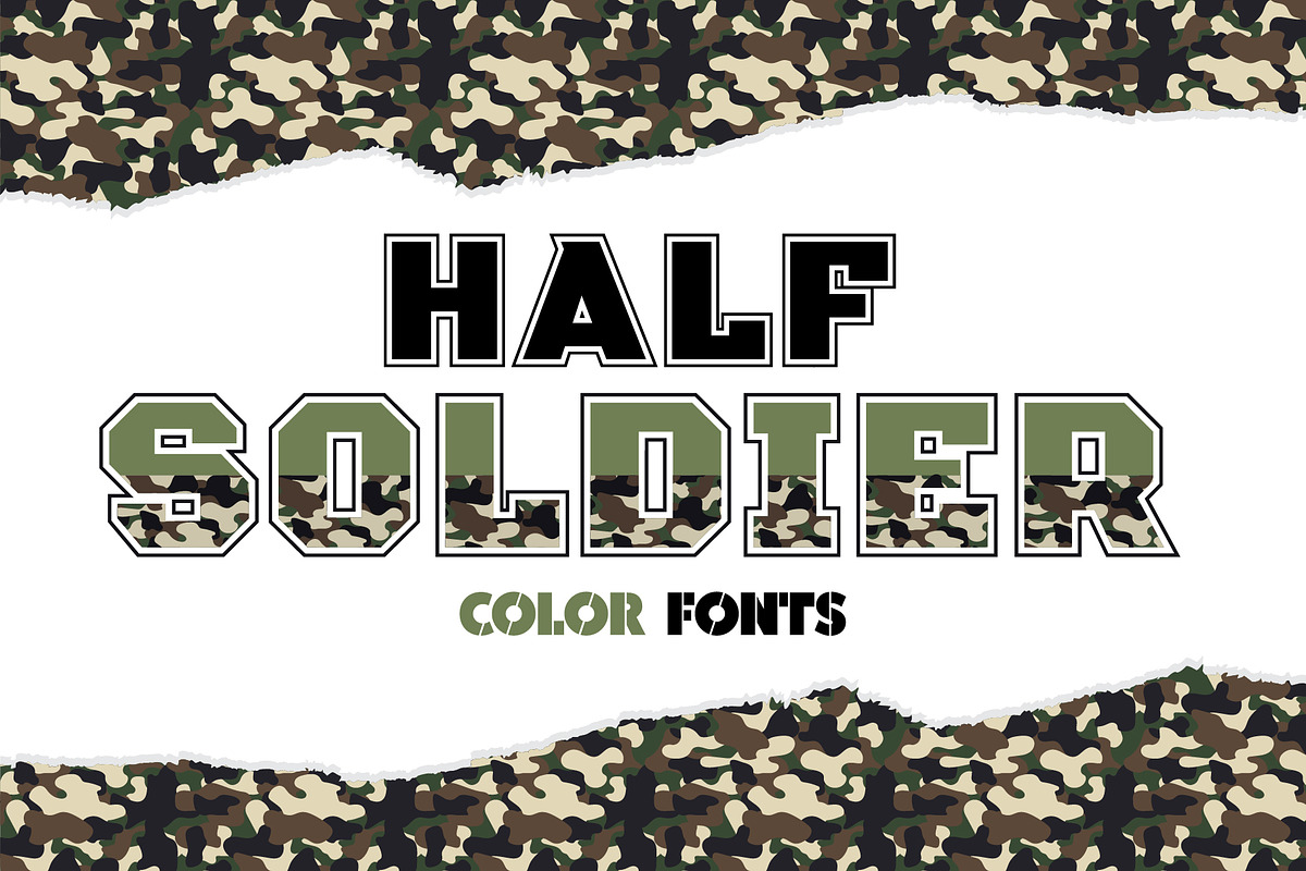 Half Soldier Color Fonts, a Font by Fox7 By Rattana (Photo 1 of 8)