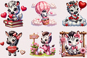 Valentine Cute Zebra Clipart Bundle, a Seasonal Illustration by Craft Nest (Thumbnail 2 of 5)