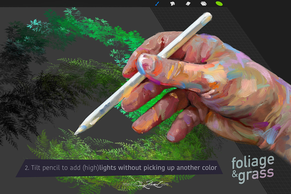 60 Foliage & Grass Procreate brushes, a Brush Add-On by Eldar Zakirov's (Photo 3 of 6)