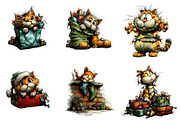 Watercolor Christmas Cat Clipart, an Illustration by CreationArt (Thumbnail 3 of 5)