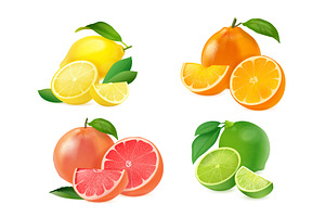 Realistic citrus fruits. 3d lemon, a Food Illustration by Stock-Smart-Start