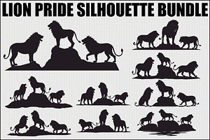 Lion Pride Silhouette Bundle, an Illustration by Designs_River