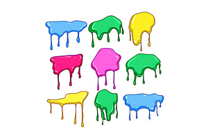 Colorful dripping paint liquid blobs, an Illustration by pikepicture