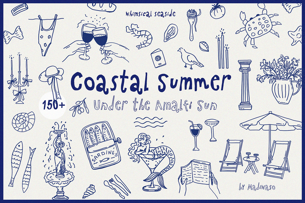 COASTAL Summer - whimsical set, a Seasonal Illustration by Madiwaso (Photo 13 of 13)