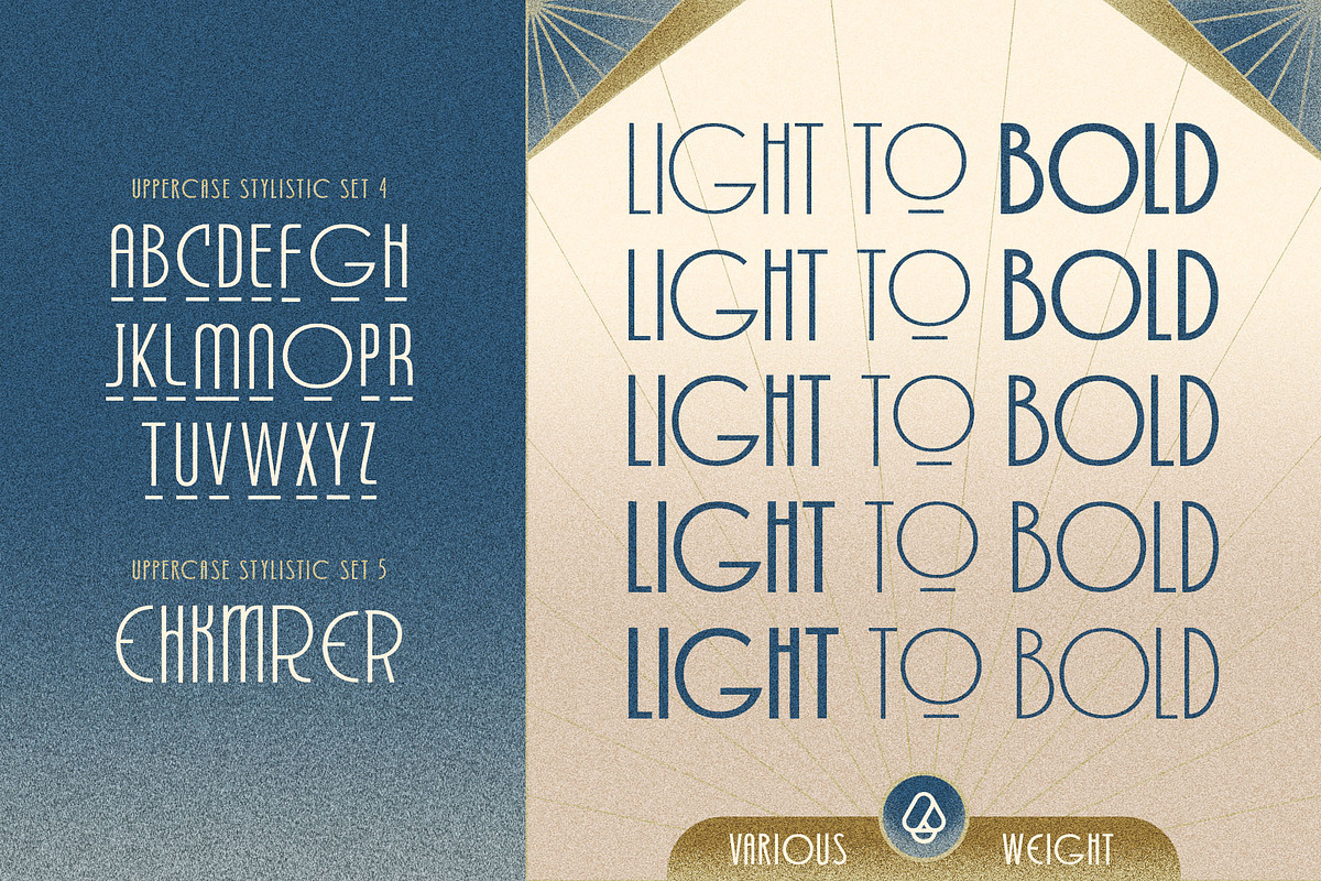Decondol Art Deco Typeface, a Sans Serif Font by alit design (Photo 10 of 17)